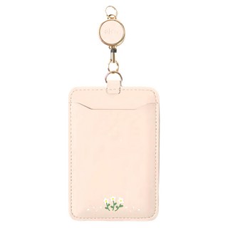 ekax 雙面感應識別證 PU皮革 TPU透膜 五金材質 彈力伸縮扣 可拉伸300mm, 105 x 71 x 3mm, 小花們