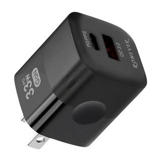 RONEVER 33W氮化鎵GaN雙孔充電器, 黑色, 1盒