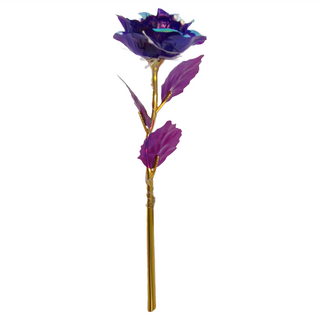 LED金箔玫瑰花, 鋁膜七彩紫, 1支