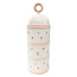 TGM 3層印花奶粉分裝盒, 韓國製造, 可重複使用, 粉色, 1組