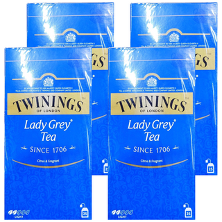 TWININGS 唐寧茶 仕女伯爵茶, 散茶，25入/100g, 黑茶混合, 注入橙子, 檸檬和柑橘味, 2g, 25包, 4盒