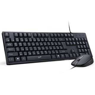 E-books Z12 有線鍵盤滑鼠組, 1000 DPI 高解析度光學追蹤技術, 500萬次按壓壽命, USB隨插即用, 鍵盤13-EKS351 滑鼠KCP-CT101, 黑色