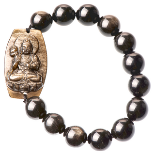 生肖馬 大勢至菩薩本命佛 金曜石手鍊 Set 13顆 金曜石驅散負能量 增強自信, SF-8212-5, 本命佛35 x 20mm 珠子12mm, 1條