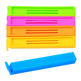 小麥購物 食品密封夾 35g 5個, 綠色 + 紫色 + 橘色 + 黃色 + 藍色, 15包