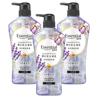 Essential 逸萱秀 香氛精油修護洗髮精 薰衣草&鳶尾 0矽靈水感配方, 700ml, 3瓶