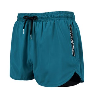 Resheir 雙層寬鬆兩用沙灘泳褲，速乾透氣，防走光，有拉鍊口袋, 4XL, 墨青色