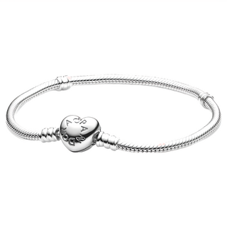 Pandora 女士時刻心型扣手鍊 590719 + 購物袋 銀 18厘米