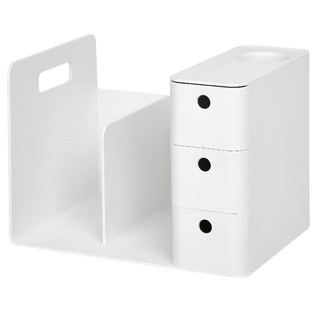 litem.里特 二段多功能抽屜式組合書架 創新文創文具 節省空間 桌面收納, 象牙白, 1個