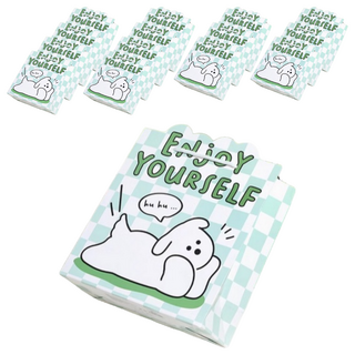 禮品袋套裝 220 x 245 x 100mm 白卡紙, 享受當下 白色 + 綠色, 15個