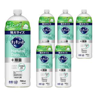 Kao 花王 Cucute 珂珂透 Natural Days 加強殺菌洗碗精補充瓶 馬鞭草 + 柑橘香, 700ml, 6瓶