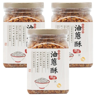 SUNFOOD 太禓食品 古法製作純手工油蔥酥，嚴選紅蔥頭，無防腐劑，台灣製造, 300g, 3罐