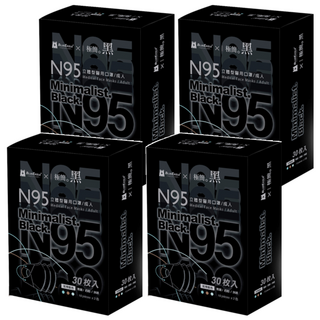 BLUE EAGLE 藍鷹牌 極簡黑系列 成人N95立體型醫用口罩 C款, 青碧色 + 奶咖色 + 抹綠色, 30片, 4盒