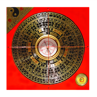 開運陶源 羅盤 羅經 指南北針, 特製鑄銅 穩定宅運 陽宅擺設 避邪招財 硃砂點綴 福氣滿滿, 1個, 紅