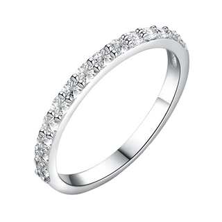 BIOAM 佰歐安 純銀莫桑鑽線戒/排戒 貴人運 比鑽石更閃耀, 銀色