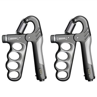 MICHAEL FITNESS 麥克健身 電子計數握力器 人體工學防滑握把 5-100KG可調節力度, 黑灰, 2個, 11.5 x 3 x18.5cm