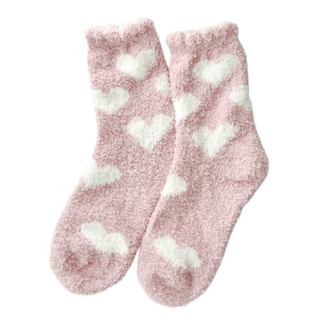 ROYALLIN 蘿林嚴選 女款可愛造型仿貂絨襪 加厚款, 粉底愛心, 15 x 10 x 5cm