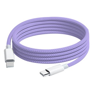 Type-C-Type-C 蘋果彩色编織快充線, 200cm, 淺紫色, 1條