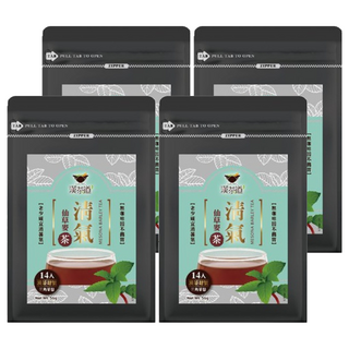 漢茶道 漢方草本茶包 四號 清氣仙草麥茶 天然草本補給 無農藥栽培 三角茶包, 4g, 14包, 4袋