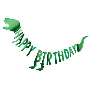 恐龍拉旗，生日派對裝飾，總長約270cm, 270m, 綠色, 1個