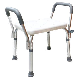 Fullicon 護立康 無背洗澡椅 鋁合金材質 PE防滑坐板帶孔排水 PU防滑海綿扶手, BT006, 1個