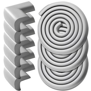 WONDER PAPA 壓花防撞邊條3入 + 防撞角6入套組, 灰色, 1組