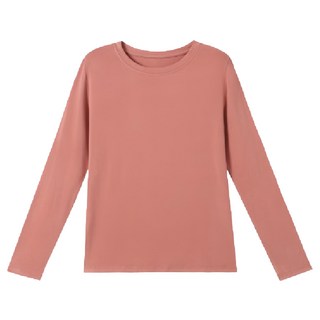 KR SKANGEL 撞色拉格蘭長袖打底衫 - 西柚紅 柔軟親膚面料