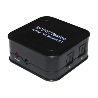 DigiSun 得揚 SPDIF/Toslink 光纖數位音訊一進三出分配器, 支援PCM2.0/DTS/DOLBY-AC3格式, AU313, 1個