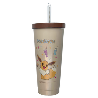 SHIERN-CHIU 廣億實業 PoKeMoN 寶可夢 不鏽鋼吸管杯, 700ml容量, 大口徑吸管, 伊布, 700ml, 1個