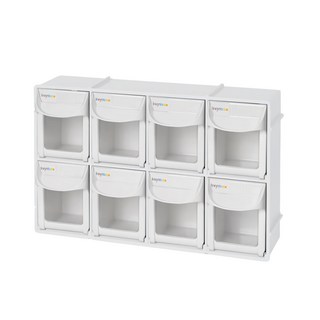 lIvinbox 8格快取分類盒, 鳩尾槽專利設計, 上下左右連結, 303 x 87 x 203mm, 白色, 1組