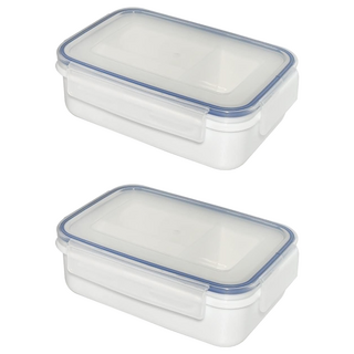 皇家 微波便當盒/保鮮盒/密封盒, 白色 + 透明色, 2個