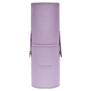 PICCASSO 畢卡索 Collezioni 皮質圓筒刷具桶, 可拆分雙收納桶, 按鈕固定, 紫色, 1個