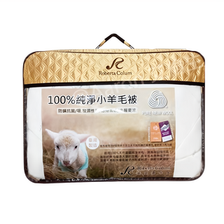 Roberta Colum 諾貝達卡文 100%純淨小羊毛被 雙人, 白色