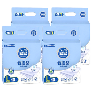 安安看護墊 高分子防護層 超柔軟表層 鎖水設計, L, 10片, 4包