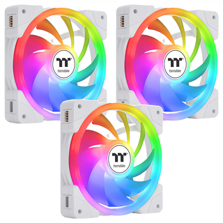 thermaltake 曜越 SWAFAN Sync 正反轉水冷排風扇，可替換扇葉設計，磁吸式扇框，12V磁吸線材，3個, CL-F169-PL12SW-A, 白色