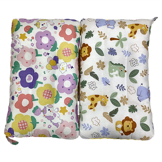 100%純棉可水洗兒童枕頭 2入組, 43 x 28 x 6cm, 小夥伴+花朵獨角獸
