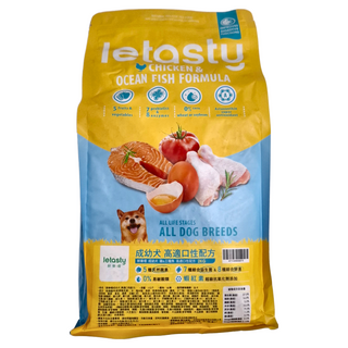 Letasty 鮮樂嚐 成幼犬三種魚高適口性配方乾飼料 5種天然蘋果 7種綜合益生菌 & 8種綜合酵素 0%易敏穀類 蝦紅素 超級抗氧化劑添加, 2kg, 1袋, 雞肉 + 鮭魚