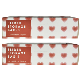 SHIMOYAMA 愛心滑扣夾鏈密封PE保鮮袋/收納袋, 小款 S, 20個, 2盒