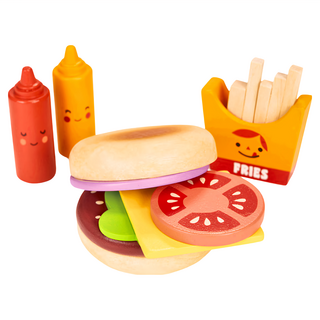 mentari 美式漢堡速食家家酒遊戲組 含薯條和兩瓶醬, 速食主題 多色, 1組