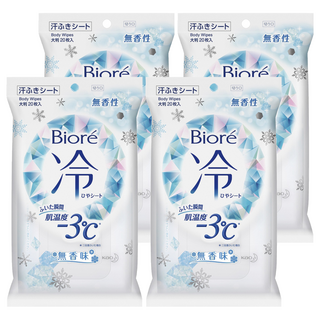 Biore 蜜妮 爽身粉濕巾 涼感3°C 無香, 1入, 4包
