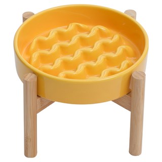 PEHOM 慢食扭扭碗 + 架子 M, 1個, 黃色
