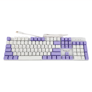 HONG JIN 宏晉 撞色夢幻機械式鍵盤, HJ-521, 白色 + 紫色, 青軸