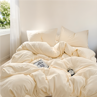 HOOM 禾慕生活 柔軟微皺水洗棉床包 僅床包, 3 奶油泡泡, 雙人 200 x 150cm