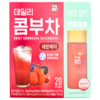 Danongwon 日常神纖康普茶沖泡飲, 七莓果口味, 0糖分低熱量, 20條/Set, 5g, 1盒