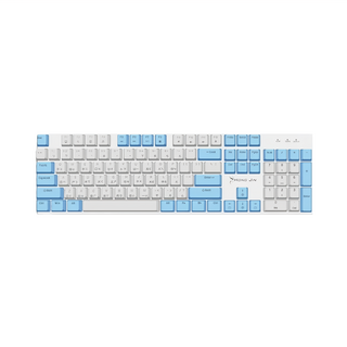 HONG JIN 宏晉 撞色夢幻機械式鍵盤, HJ-521, 白色 + 藍色, 紅軸