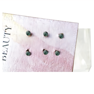 耀眼美人 迷你鋯石鑽 鈦鋼耳環 Set, 藍寶