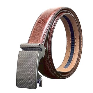 ZACHARY 全牛皮時尚自動皮帶, 帶頭7x 4 x 1.5cm + 帶身 3.5 x 115~125cm, 棕色