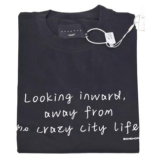 BOHRHOO 簡約輕薄標語T恤 100%棉, M, 黑