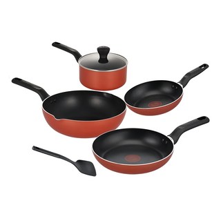 Tefal 特福 波爾多系列 不沾鍋具組 6入, 萬用鍋26cm + 煎鍋20cm + 煎鍋24cm + 單柄鍋含蓋18cm + 鏟子, Red, 1組