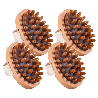 氣墊疏通經絡刷 櫸木帶釘款 按摩頭皮 促進血液循環 舒緩壓力 美髮配件, 2組