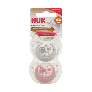 NUK New Genius系列 安撫奶嘴, 0~6個月, 粉色 + 白色, 1組
